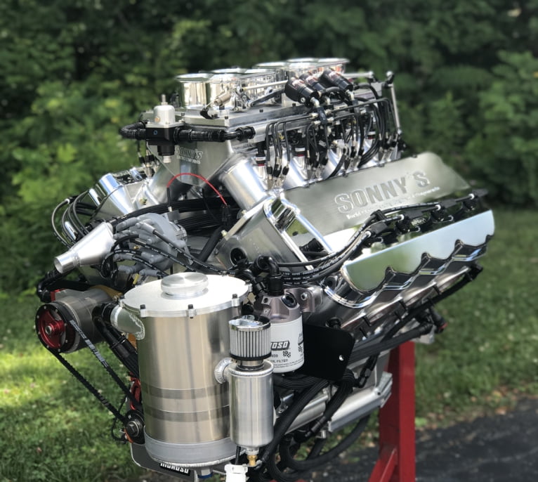 "MAMMOTH"  903 CU. IN.  SEMI- HEMISPHERICAL 5.300" BORE SPACING PRO MOD NITROUS ENGINE