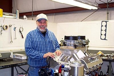 Sonny with one of his  recently completed top of the line bracket racing engines.